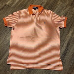 Polo by Ralph Lauren Vibrant Orange and White Striped Shirt